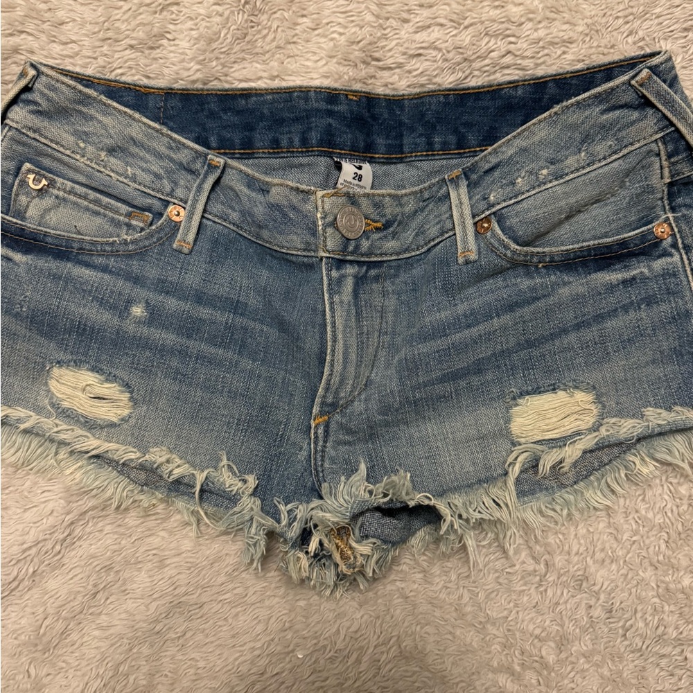 True Religion denim short shorts size 28